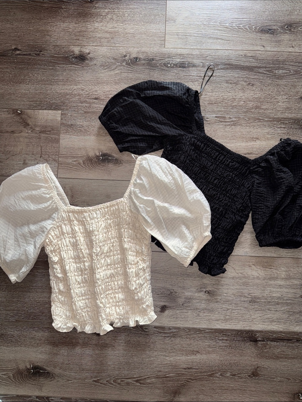 Puff Sleeve Smocked Square-Neck Top Bundle